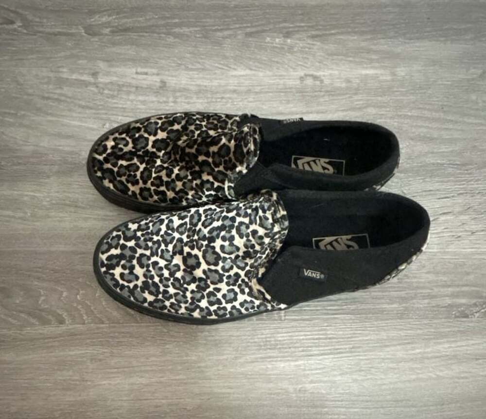 Vans Asher Slip On Leopard Black Shoes - Picture 2 of 5